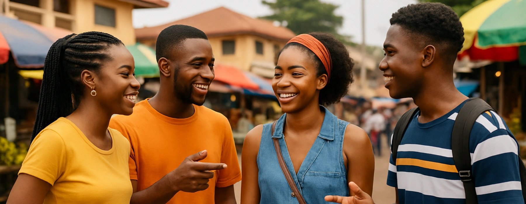 A group of friends having engaging conversations about their their past experience